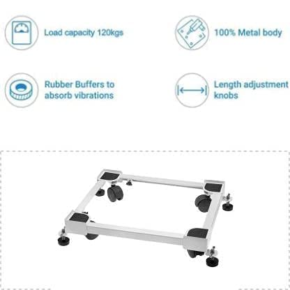 Image of BOLIDE Heavy Duty Adjustable Front and Top Load Washing Machine /Dishwasher /Air Cooler Trolley with Wheels (Black)