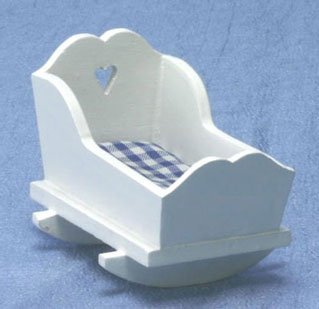 Dollhouse Miniature White Nursery Cradle
