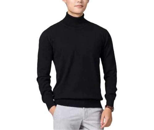 Men's High Neck Sweater Winter Cotton Blend Knit Pullover Warm Casual Sweaters