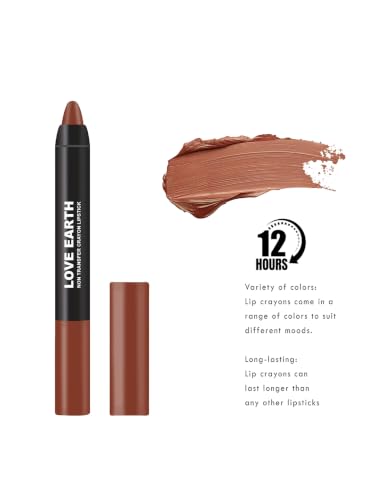 Image of Love Earth Non Transfer Crayon Lipstick-Hardy Mums | Lightweight & Longlasting, Smudge Proof, Transferproof, Matte Lipstick | Crayon Lipstick up to 12 Hours Stay -3.5g