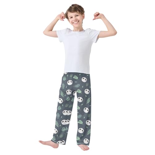 ZZXXB Panda Tropical Palm Tree Boys Long Pants Soft Trousers Elastic Waist Kids Lounge Bottoms with Pockets S-XL2