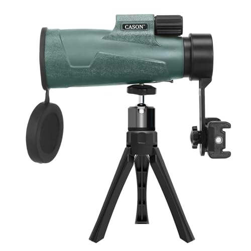 Image of CASON (DEVICE OF C) 12x50 Monoculars for Long Distance,High Power Monocular Telescope for Adults & Kids with Phone Adapter,Tripod & Carry Bag with BAK4 Prism,FMC Lens for Bird Watching (Black-Green)