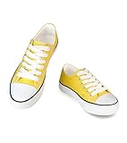 Canvas Shoes for Women Casual Low Top Sneakers, Womens Fashion Classic Lace Up Walking Shoes for Everyday Wear Yellow