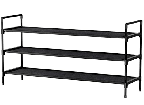 Nbwxcwbs Shoe Rack 3 Tier Shoe Organizer Shoe Storage Shoe Rack for Narrow Hallway Entryway Bedroom Easy Assembly (Black)