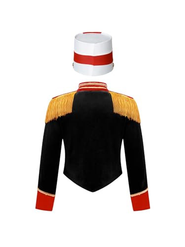 Kids Girls Circus Ringmaster Jacket Coat Fringed Epaulet Drummer Performance Jacket Coat with Hat2