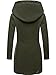MARIKOO Damen Mantel in Wollmantel-Optik warmer Trenchcoat mit Kapuze Maikoo Olive Gr. L