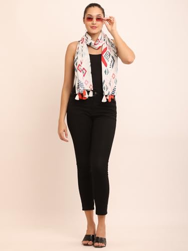 Image of floral printed cotton stoles /scarf /scarves for women, pure soft cotton for summer (Size-28inch x 72inch)