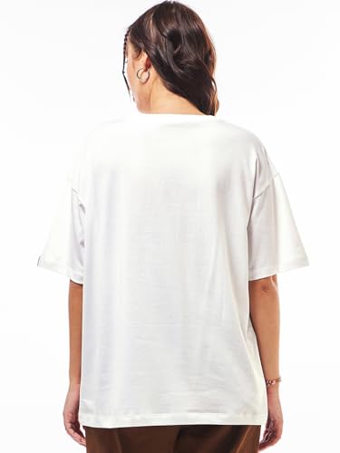 Image of Bewakoof X Squid Game Women's Cotton Jersey Graphic Print Oversized Fit Half Sleeve Round Neck T-Shirt | Casual wear | Streetwear | Oversized Tshirt for Woman Cotton| Baggy