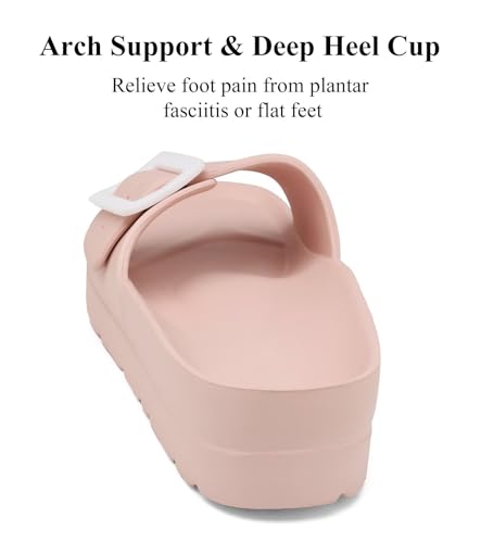 Image of Haifago Women's Platform Sandals with Arch Support, Summer Beach Slides Adjustable Buckle Comfortable Lightweight EVA Slip on Slide