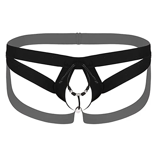 Alvivi Tangas Sexy Lencería Hombre Slips Sin Costuras G-String Sexy Ropa Interior Calzoncillos Masculino O-Ring Jockstrap Briefs A Negro One Size Cover