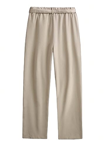 Floerns Men's Pleated Stitch Straight Leg Long Pants Loose Work Trousers with Pocket2