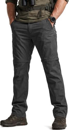 Image of CQR Men's Convertible Cargo Tactical Pants, Water Resistant Outdoor Hiking Pants, Zip Off Lightweight Stretch Work Pants