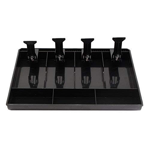 Parth Enterprise 4 Slot Cash Tray Insert for Cash Register Drawer, Heavy Duty POS Money Organizer with Spring Loaded Bill Clips & Coin Compartments, Removable ABS Plastic Cash Drawer Tray-image-39