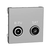 Schneider Electric - Unica - prise R-TV + SAT - individuel - 2 mod - Alu - méca seul - NU...
