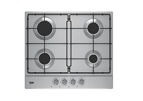 Beko HIAG64223S - Placa de cocina (4 quemadores, a gas, h×560×490, acero inoxidable)