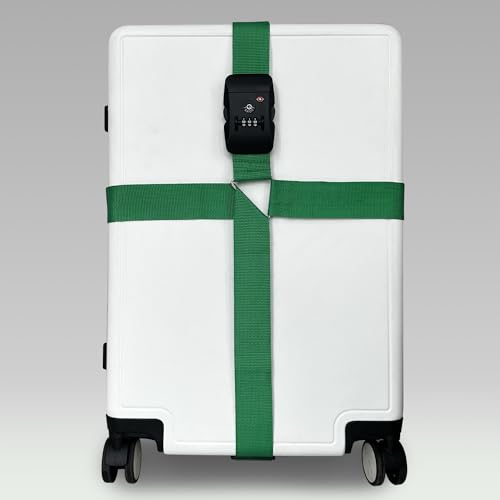 Correias de bagagem TSA com trava de combinação de 3 dígitos, correias de embalagem cruzadas ajustáv