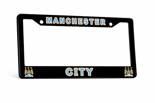 EliteAuto3K License Plate Frame Cover for Manchester City Fans – Black – 12.25” x 6.25” - Ideal Gift for Sports Fans & Supporters – Slim Design