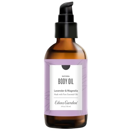 Edens Garden Lavender Magnolia Body & Bath Oil – Feminine Floral Blend with Pure Essential Oils & Vitamin E for Moisturizing Dry Skin – After Shower Scented Oil for Women’s Skin Care, 4 fl oz (118 ml)