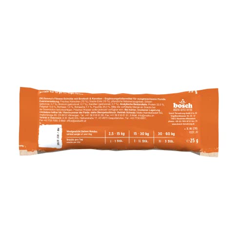 Sammy´s Fitness Schnitte mit Brokkoli und Karotten| Single Animal Protein| Proteinreich| Schonend hergestellt & luftgetrocknet| Frisch Fleisch| 20 x 25 g