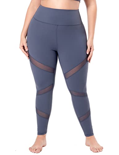 Plus Size Leggings, Black Mesh Yoga Pants For Women With Pockets High Waisted Tummy Control & Squat Proof Workout Leggings Blue 5Xl #TOP8