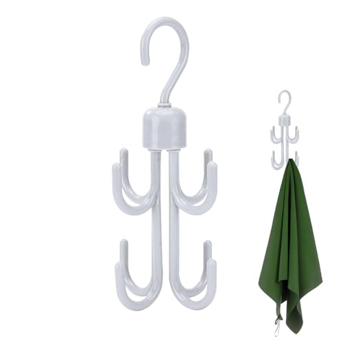 Holdes Colgador De Cinturones - Estante Giratorio de 360 Grados con Cuatro Ganchos,Organizador para Sudaderas,para Gorros Abrigos Bufandas Toallas Corbatas Bolsos y Puertas de Baño