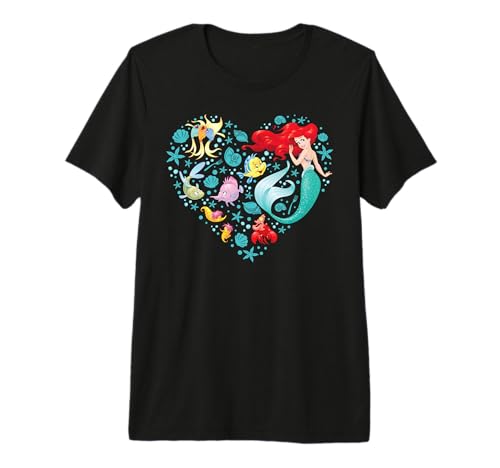T-shirt Ariel Disney Princess collage Heart avec Sebastian et Flounder pour femmes