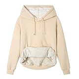 Mars Guard Women's Winter Fleece Lined Sherpa Hooded Sweatshirt Thick Warm Pullover with Pockets for Casual Comfort Apricot