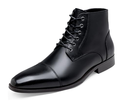 Jousen Mens Boots Leather Dress Boots for Mens Cap-Toe Fashion Boots for Men