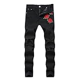 Leward Men's Skinny Slim Fit Ripped Stretch Distressed Stretch Destroyed Jeans Pants (34, Black)