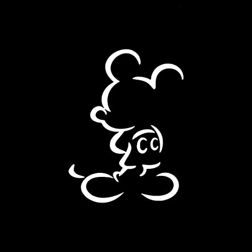 Image of Silhouette Outline Mickey MKR Decal Vinyl Sticker |Cars Trucks Walls Laptop| White |5.5 x 4.1 in|MKR2167