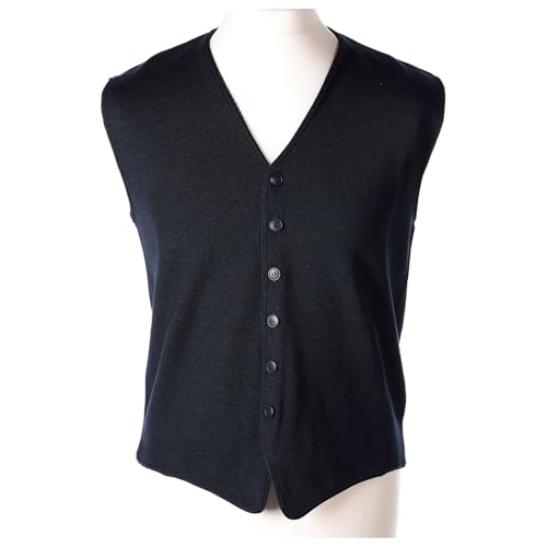 Clergy Sleeveless Blue Cardigan 50% Merino Wool 50% Acrylic in Primis, XL