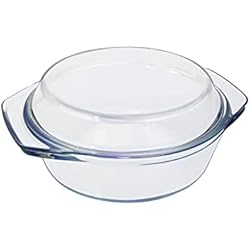 Cacerola De Vidrio Cacerola de Vidrio & Tapa, Individual de 0.65L Plato para Hornear Pequeña Redonda Cazuela Cubierta & Manejas Plato de Pastel Plato de Lata para Asar