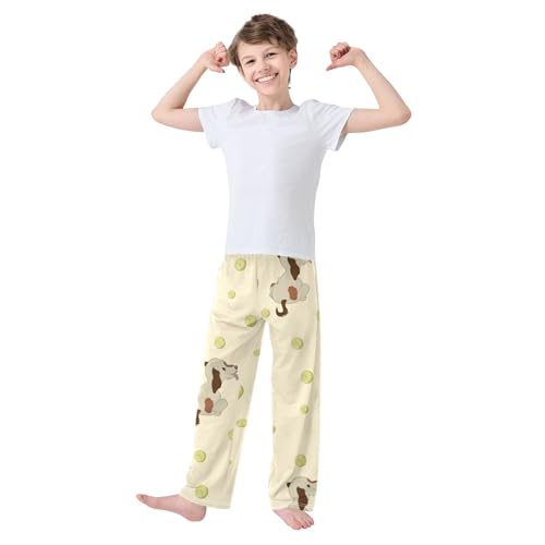 Spanish Dog Ball Boys Pants Boys Athletic Pants Long Pant for Boywith Pockets Wide-Leg Size 6-14Y3