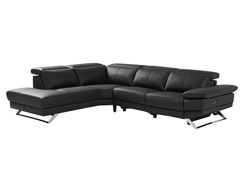 Vente-unique - Canapé d'angle Gauche Relax électrique en Cuir de Vachette Noir Puno II