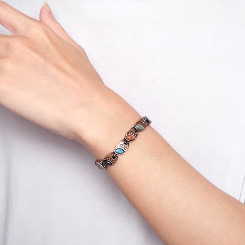 Image of Copper Bracelet for Women 99.9% Pure Copper Crystal Bracelets Link Chain Charm Jewelry Present 3500 Gauss with Adjustment Tool