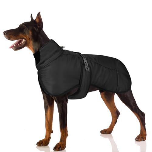 FEimaX Winter Hundemantel Warme Hundejacke Winddichte Wintermantel für Mittelgroße Große Hunde Reflektierende Verstellbare Haustier Weste HundeKleidung mit D-Ring