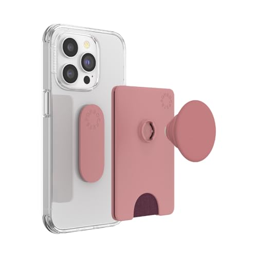 Image of PopSockets Adhesive Phone Wallet and Card Holder with Grip, Pink - Clay