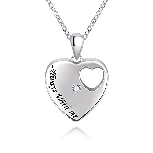 BEILIN 925 Sterling Silver Urn Necklace for Ashes for Women Keepsake Memorial Heart Cremation Jewelry for Ashes