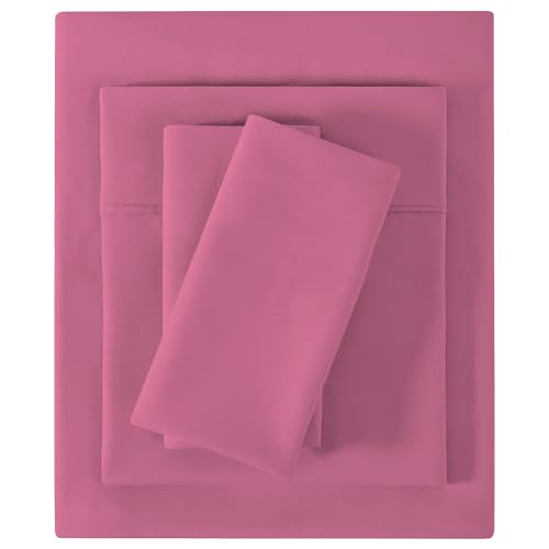 Image of Softan Microfiber Full Sheet Set with Non-Slip Corner Straps, Hot Pink | 15 inch Deep Pocket Fitted Bed Sheets, Double Brushed Microfiber, Cozy Sheets & Pillowcase for All Season