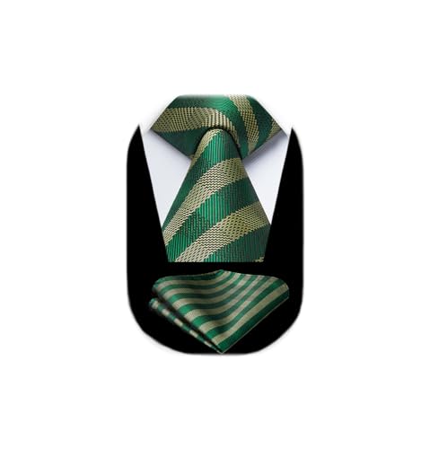 Image of HISDERN Mens Ties Plaid Tie and Pocket Square Set Classic Woven Formal Checkered Neckties & Handkerchief Wedding Party