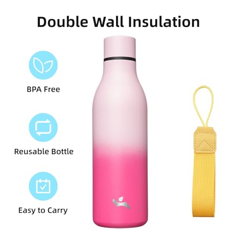 Image of Konokyo 25 oz Insulated Stainless Steel Metal Water Bottle with Strap | BPA-free, leak-proof, dishwasher-safe reusable bottle with strap for gym, school, hiking, outdoor travel & hydration
