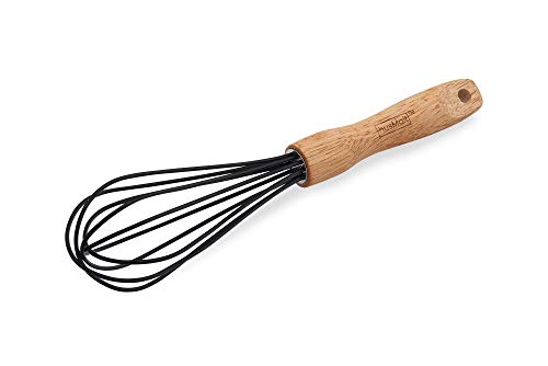 husMait 10" Silicone Whisk with Wood Handle - Superior Kitchen Whisk for Whisking