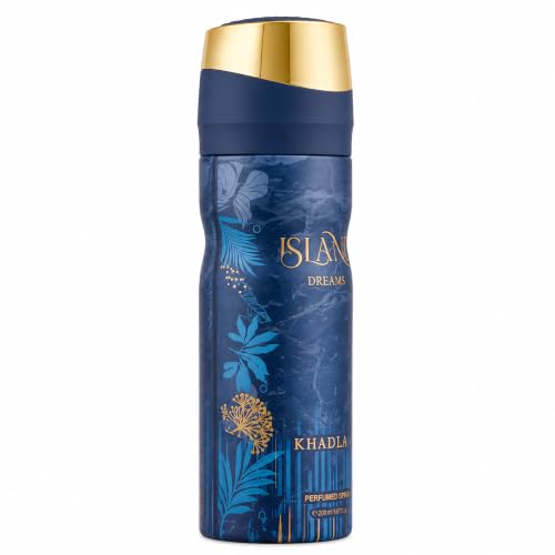 Image of Khadlaj Island Dreams Perfumed Deodorant Spray 6.8 Ounce / 200 ml | Citrus, Fresh, Musky, Amber - Long-Lasting Fragrance for Unisex