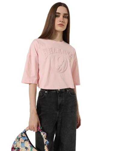 Image of ONLY Women's Loose Fit Typography Cotton T-Shirt
