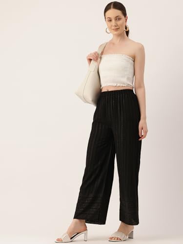 Image of feranoid White Chicken Embroidred Cotton Regular Fit Palazzo