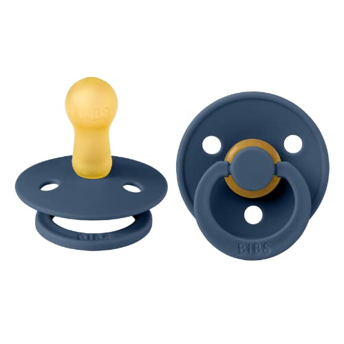 Image of BIBS Pacifiers Colour Collection | Natural Rubber Baby Pacifier | Set of 2 BPA-Free Soothers | Made in Denmark | 0+ Months (Pack of 2) | Steel Blue