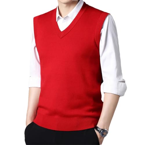 TdvcpmkkMen's V-Neck Sleeveless Thick Knitted Vest Sweater Classic Business Formal Pullover