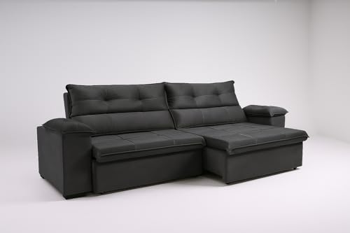 Sofá Aconchegante 4 Lugares Reclinável e Retrátil Bel Veludo LIMOV (Cinza Chumbo, 2,50m)