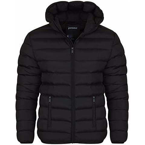 Spindle Men's Black Hooded Puffer Jacket Cover