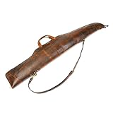ZOLO LEATHERS Buff Leather Rifle Sling Cases Rifles Slip Bag Shotgun Case Shoulder Strap Soft Gun Cases for Rifles Hunting Bag (Scoped)